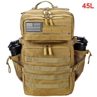 45L Tactical Backpack Men Outdoor Waterproof Sports Travel Gym Hiking Bug Out Bag Military Camping Hunting Survival Rucksack