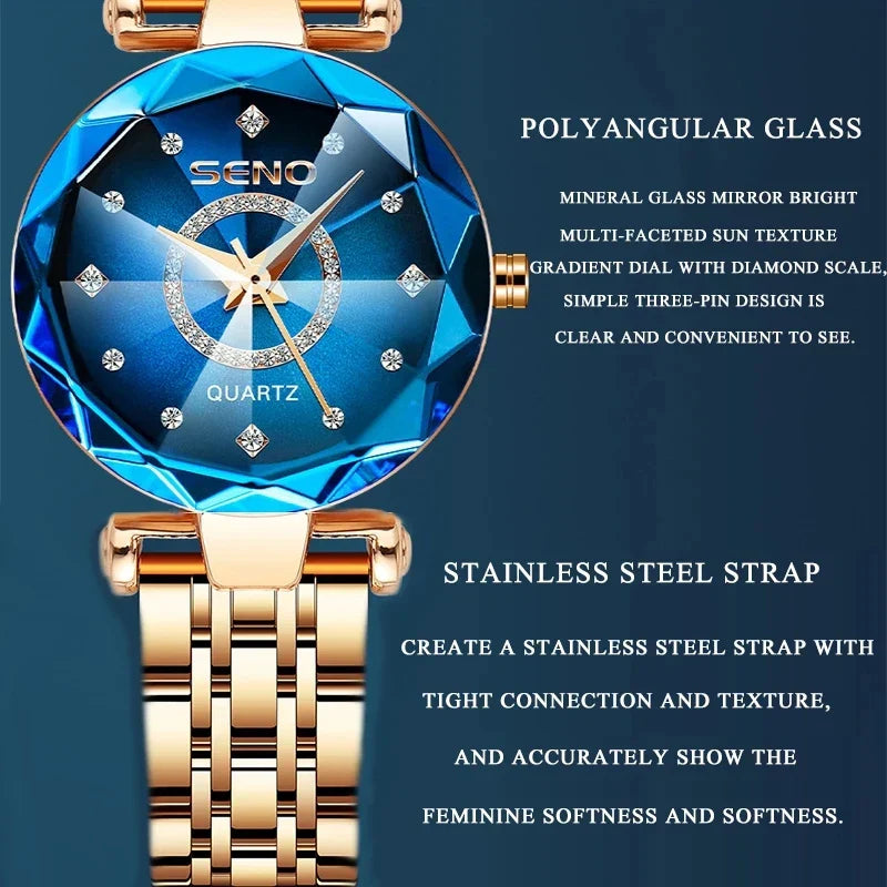 Ocean Star Women Crystal Watch 2025 Top Brand Luxury Rose Gold Women Bracelet Watch For Ladies Wrist Watch Relogio Feminino