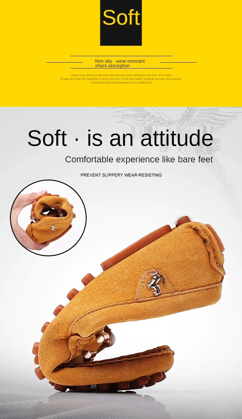 Men's Loafers Soft Lightweight Casual Driving Office Shoes Non Slip Comfortable Suede Loafers for Men Plus Size 48