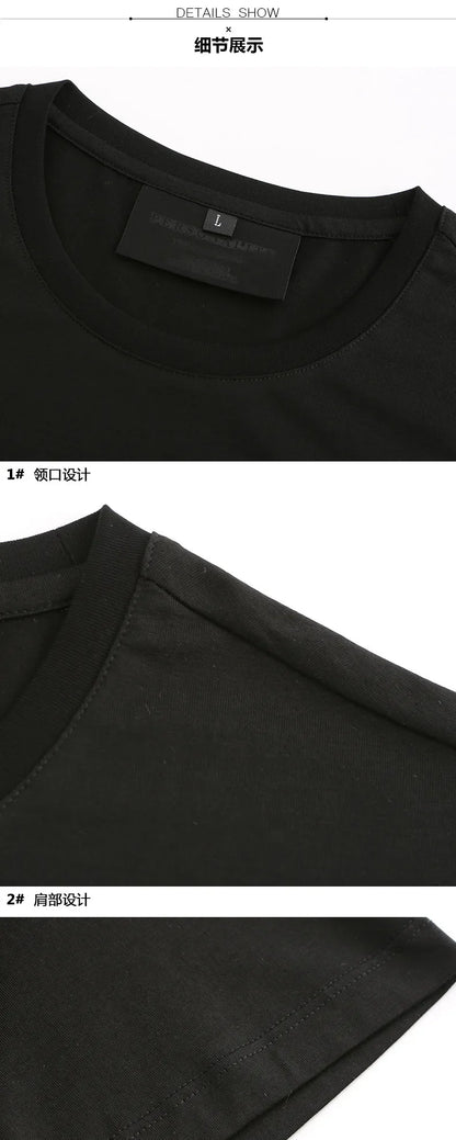 Casual Short Sleeve T Shirts Men Summer Clothes Chinese Characters Rhinestones Fashion Streetwear O Neck Cool Cotton T-shirts