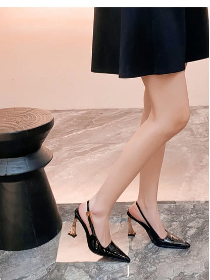 Women's Pumps Sexy Pointe High Heels Sandals Fashion Patent Leather High Heels Elegant Temperament High Heeled Sandals for Women