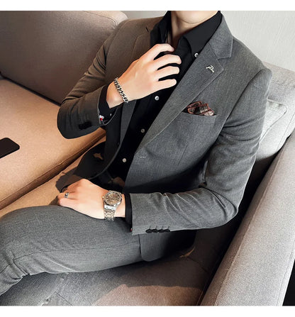 Terno Masculino Casual de Escritório Noivo Casamento Blazer Calça Social