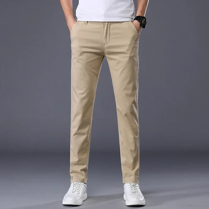 Thin Men's Pants Classic 7 Colors Summer New Casual Pant Business Fashion Stretch Cotton Slim Brand Male Trousers
