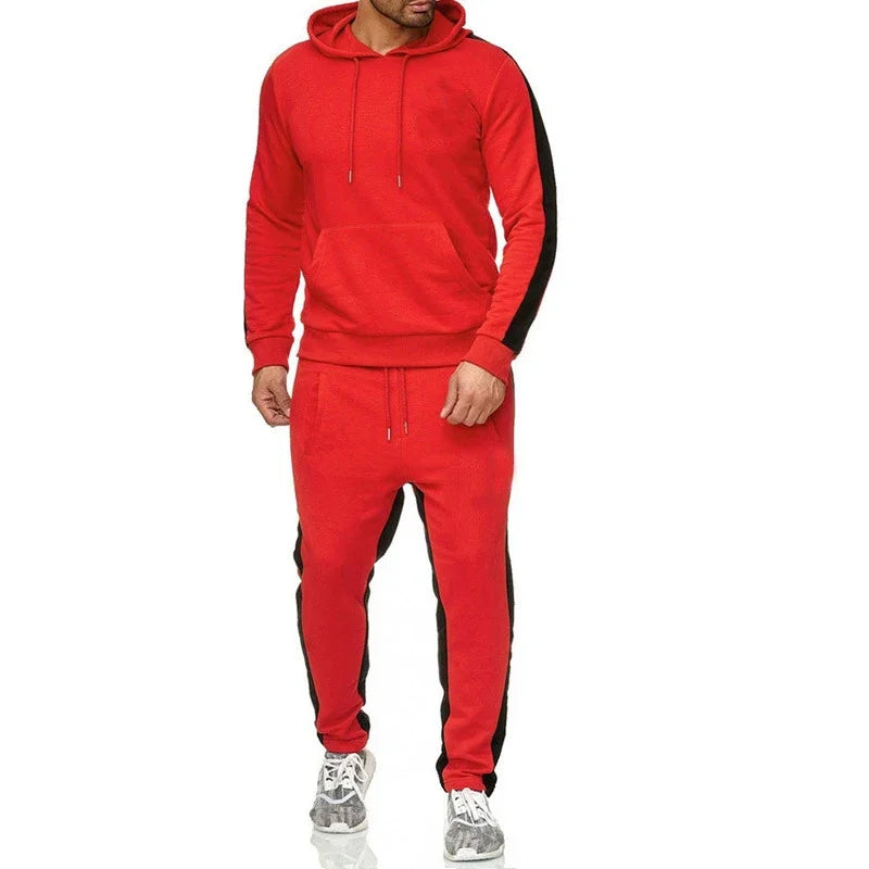 Autumn and Winter Jogging Suits for Men Striped Hoodie+Pants Casual Tracksuit Male Sportswear Gym Casual Clothing Sweat Suit New