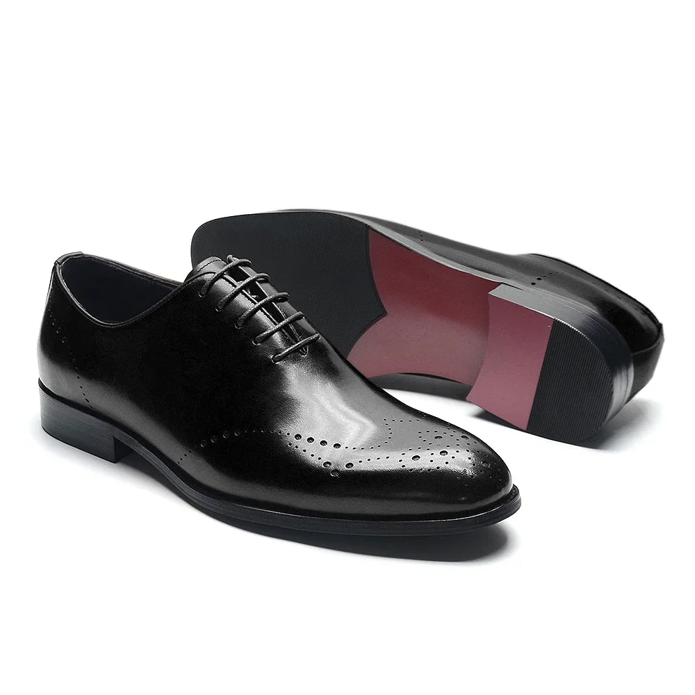 Italian Luxury Men's Dress Shoes Business Wedding Genuine Leather Mens Oxford Shoes Whole Cut Wingtip Brogue Formal Shoes Man