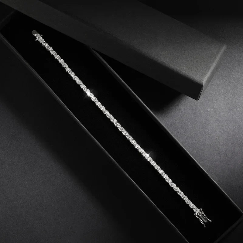 Full Moissanite Diamond Hook Link Chain Bracelet 1.2mm D Color For Woman Man S925 GRA Certified Couple Bracelets Bangle
