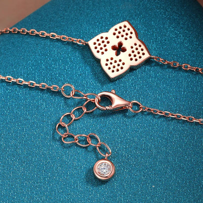Lucky Clover Full Moissanite Link Bracelet Women S925 Silver Pear Cut Lab Diamond Bridal Adjustable Dainty Hand Chain Gift