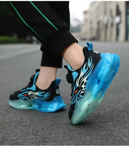 New Anti-skid Leather Kids Sneakers for Boys Running Walking Lightweight Casual Shoes With Fashion Dragon Pattern Size 28-39