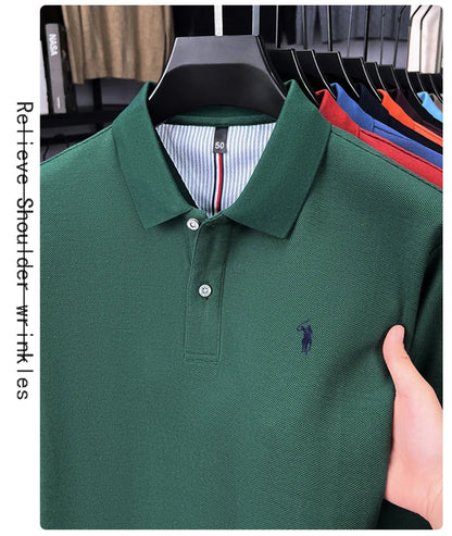High end brand 100% cotton long sleeve polo shirt fashion luxury pony embroidery business casual comfort new Paul men's T-shirt