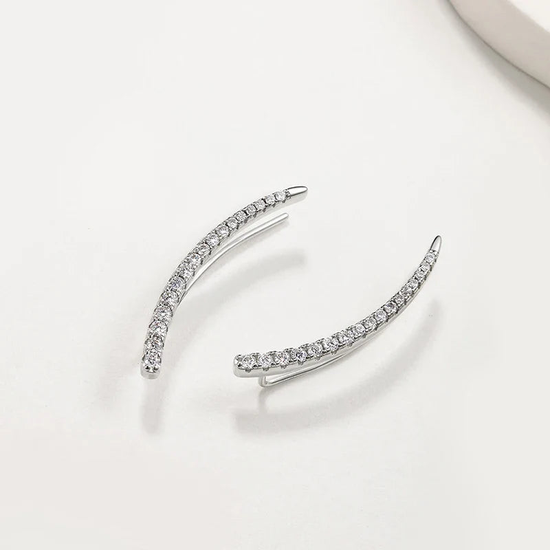 Trendy Test Passed Full Moissanite Smile Stud Earrings for Women Wedding 100% 925 Silver Sparking Party Bridal Jewelry
