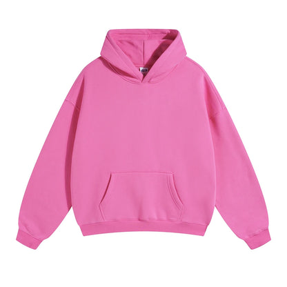 Thick 350gsm Fleece Hooded Hoodies For Men Unisex Winter Oversized Loose Basic Solid Sweatshirts Pullovers Coats HY0631