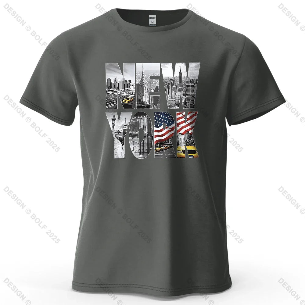 New York City Printed Men's T-Shirt 100% Cotton Oversized City Graphic Tees for Women Tops Tees Casual Streetwear