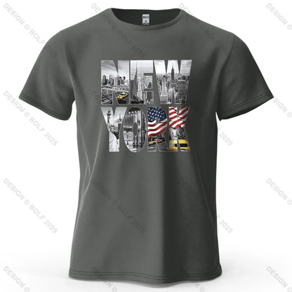 New York City Printed Men's T-Shirt 100% Cotton Oversized City Graphic Tees for Women Tops Tees Casual Streetwear
