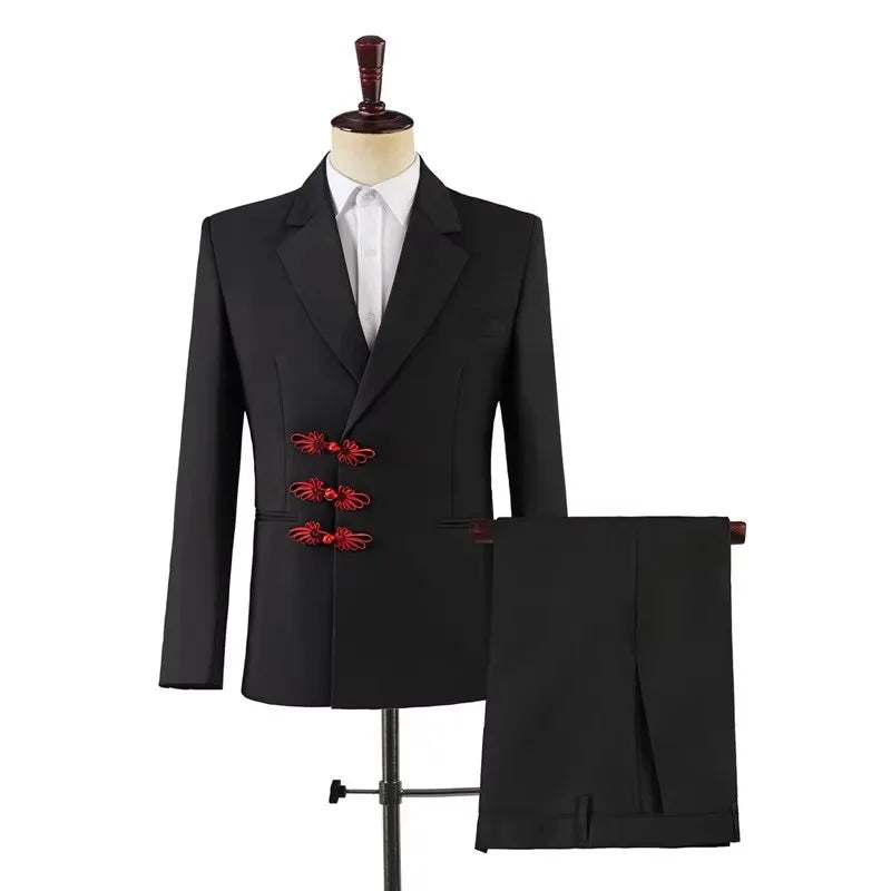 Four Buttons Groomsmen Black Tuxedos Peak Lapel Men Suits Wedding 2 Piceces ( Jacket + Pants + Bow Tie ) D519