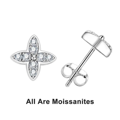 1.5mm D Color Moissanite Diamond 925 Sterling Silver With Cer Classic Cross Stud Earrings For Woman Jewelry Wholesale