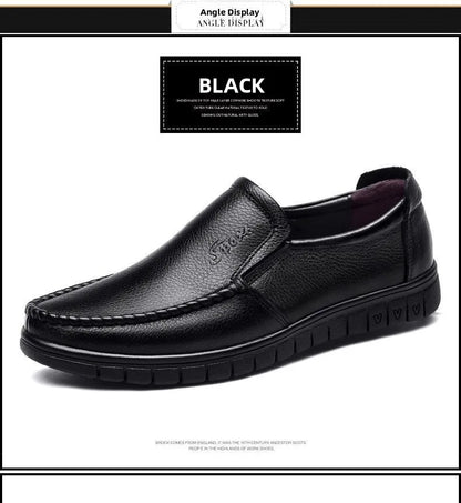 Genuine Leather Men's Shoes Breathable Soft Bottom Casual Business Shoes for Middle-Aged And Elderly Spring Autumn Wear