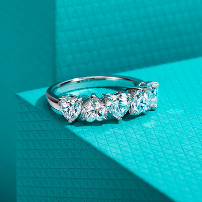 2.5cttw Heart Moissanite Wedding Band Ring 925 Sterling Silver 18K Gold Plated Promise Band Rings for Women Jewelry