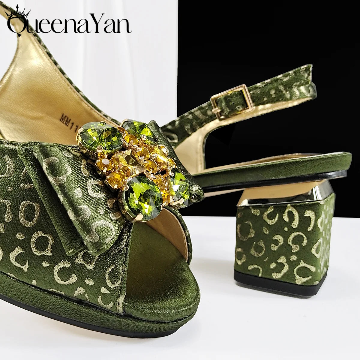 Shiny Italian Fashion Pointed Toe Women Heel Fashion Rhinestone Decoration Pink Color Shoes And Bag Set
