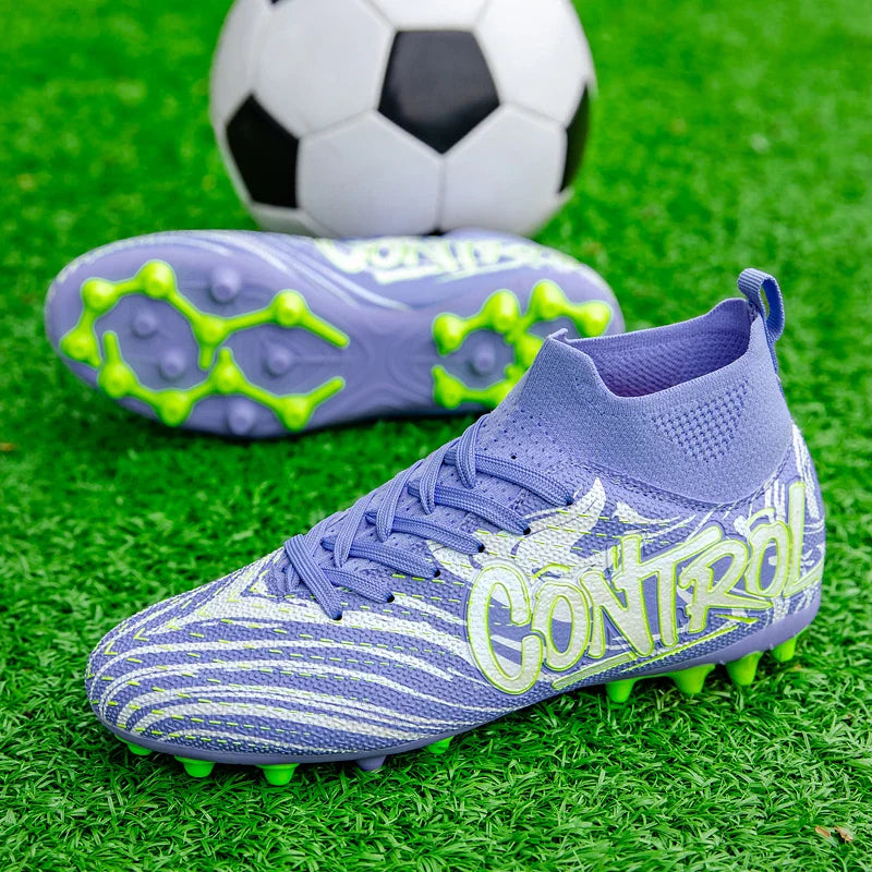 Unisex High-Top Soccer Cleats Non-Slip Football Boots Breathable Training Outdoor Grass Sneakers Men Women Professional Match