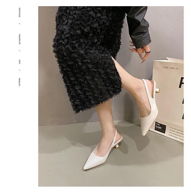 2025 Summer fashion pointed leather women's sandals large size low heel open toe design Elegant and casual women's formal shoes