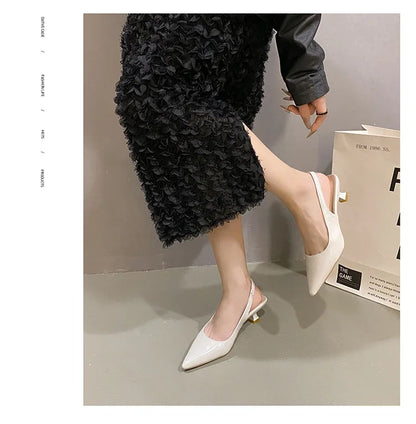 2025 Summer fashion pointed leather women's sandals large size low heel open toe design Elegant and casual women's formal shoes