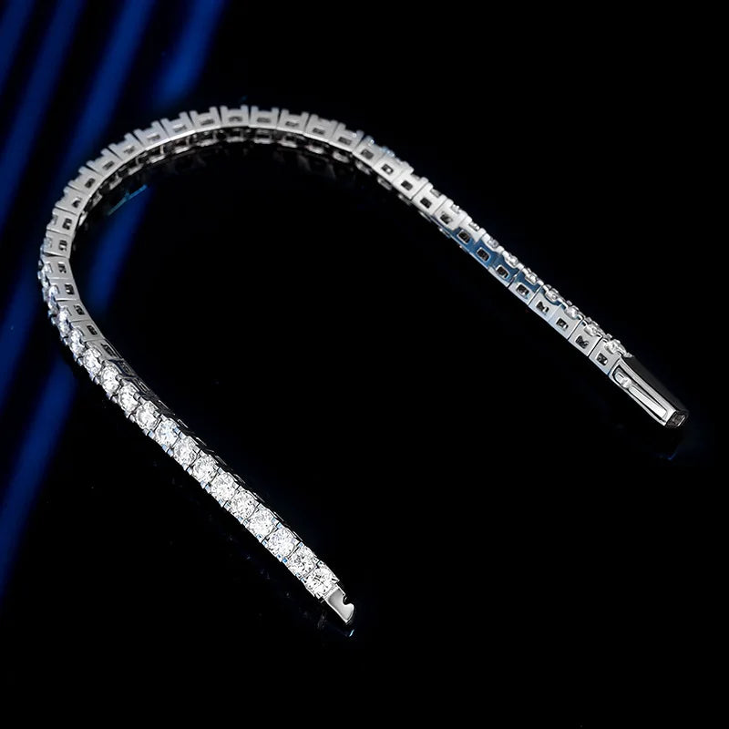 Real GRA Certified D Color 3mm 0.1CT Full Moissanite Tennis Bracelet For Women S925 Silver Diamond 14-23cm Link Bracelets