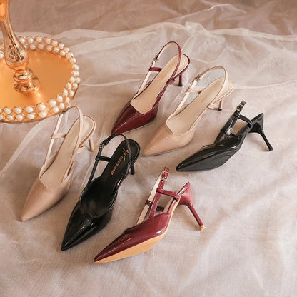 Nova Marca Plus Size 34-42 Mulheres Sandálias de Salto Retrô Roma Sapatos de Salto Alto Feminino Salto Alto INS Couro Fivela Scarpins Mules
