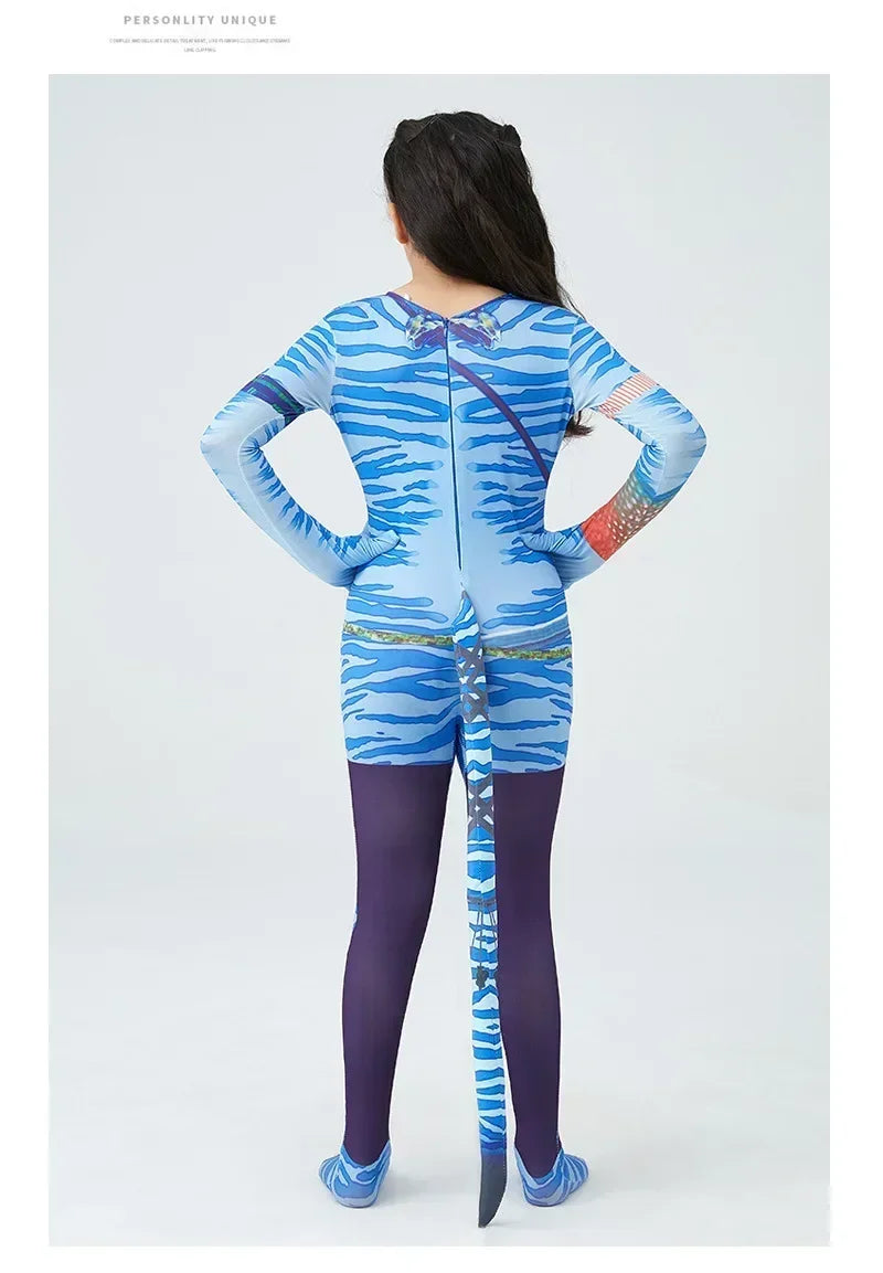 Avatar Costume for Kids Cosplay Alien Child Boy Girl Avatar The Way of Water Christmas Halloween Masquerade Party Dress Up