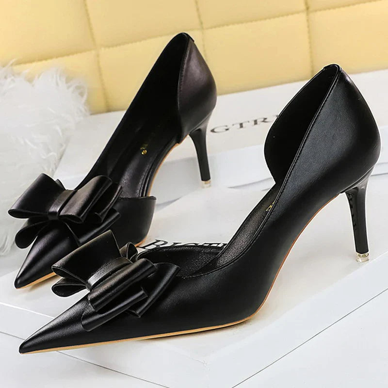 Shoes Bow-knot Woman Pumps Stiletto 10.5 Cm Women Basic Pump Pointed Toe Classic Pumps Sexy High Heels Women Shoes 2026