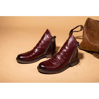 Men's Pu Boots Fashion Chelsea Men's Comfortable High Top Zipper Boots Non-slip Flat  Men's Boots Cowboy