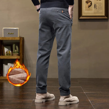 Fleece Men's Casual Pants 2025 Winter New Soft Fashion Business Velvet Slim Trousers Stretch Thick Classic Plush Male Pants