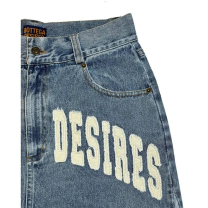 Y2k Vintage Harajuku Denim Shorts Women Washed Letter Embroidery Tassels American Retro Jeans Man Baggy Hip Hop Jorts
