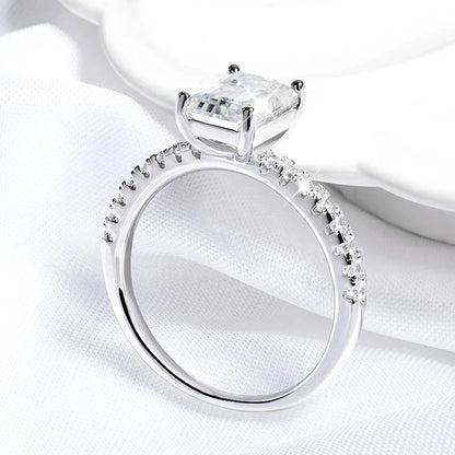 1-4CT Emerald/radiant Cut Moissanite Ring for Women Engagement Wedding Bride 100% Sterling Silver 925 Jewelry Certified