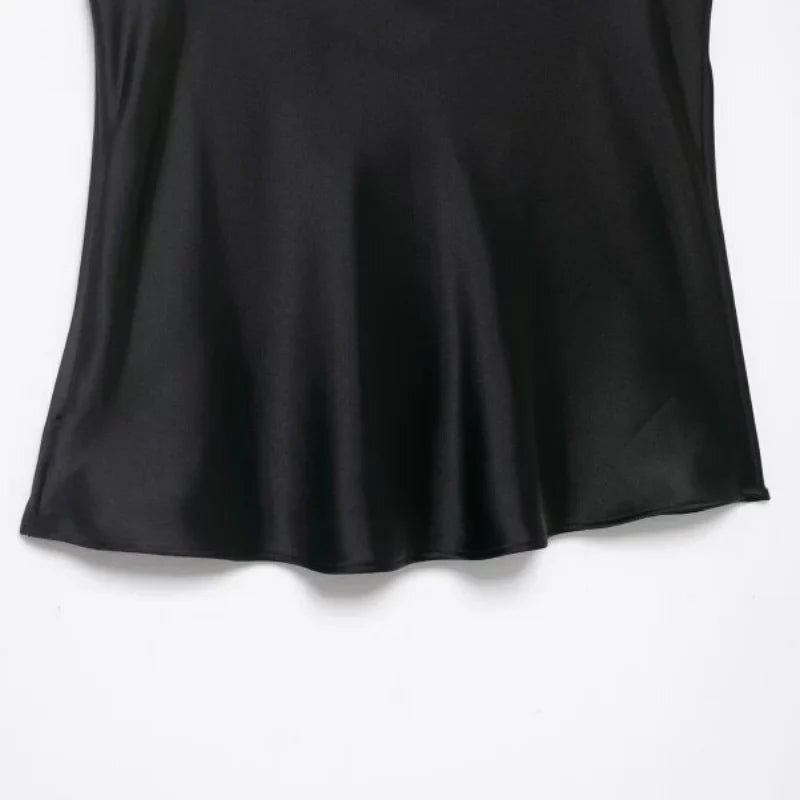 Women's Satin Lace Camisole - Sexy V-Neck Sleeveless Top for Summer, Perfect for Party & Beach Outfits, Comfortable Silky Feel