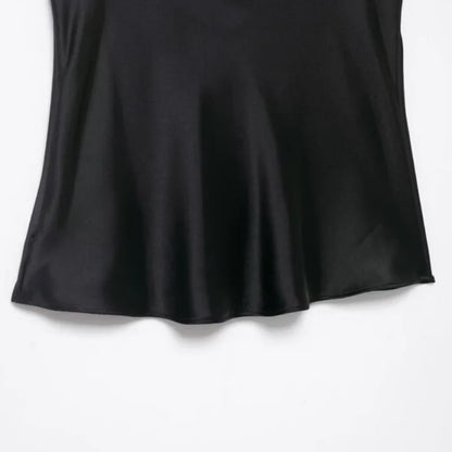 Women's Satin Lace Camisole - Sexy V-Neck Sleeveless Top for Summer, Perfect for Party & Beach Outfits, Comfortable Silky Feel