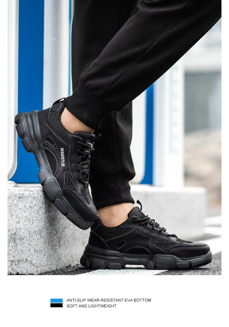 Unisex Mesh Steel Toe Cap Summer Safety Shoes For Men Light Breathable Sneaker Comfortable Indestructible Hombre Work Sneakers
