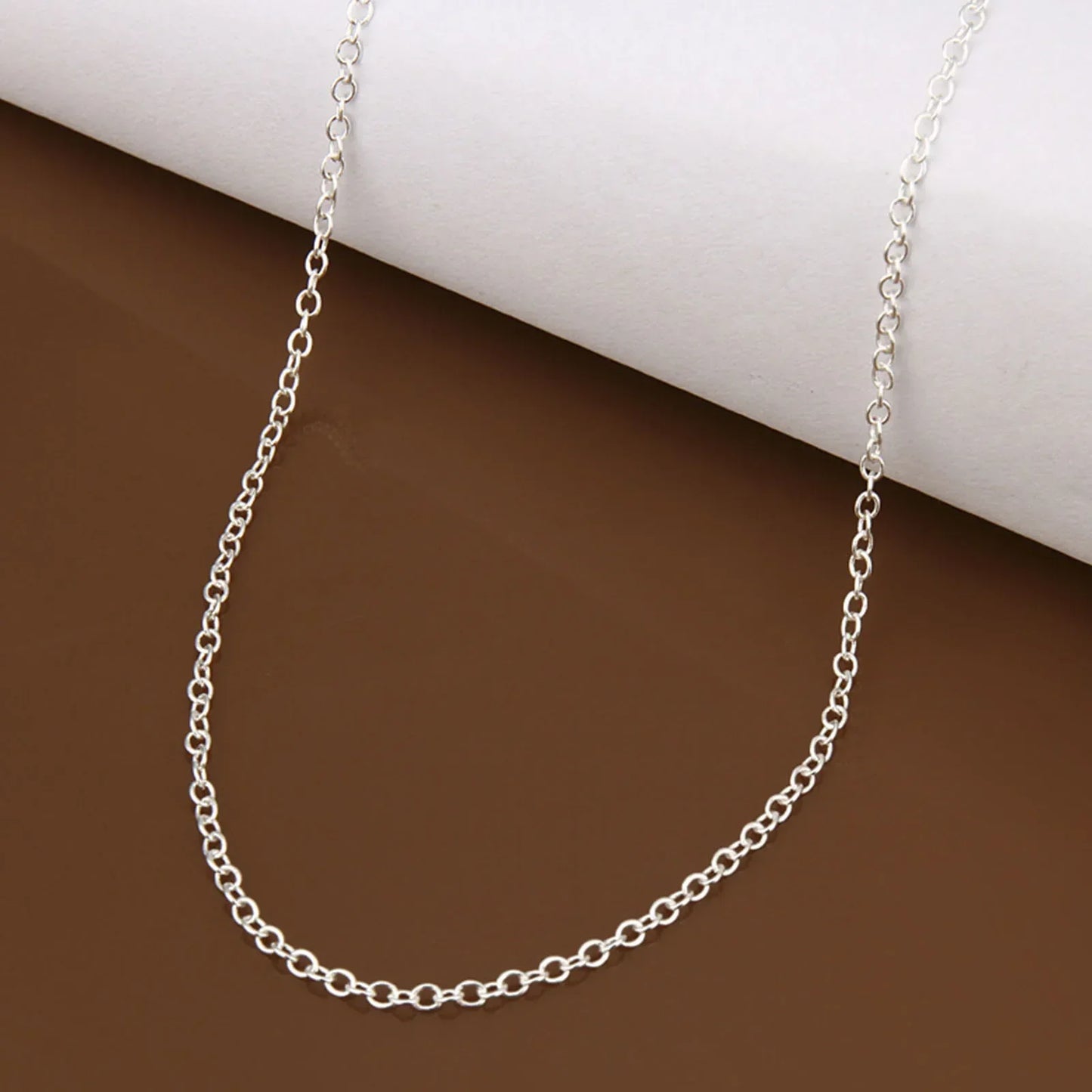 5pcs/lot 925 Sterling Silver Chain necklace,Fashion Men/Women DIY Jewelry Rolo Chain 1mm Necklace 16 18 20 22 24"