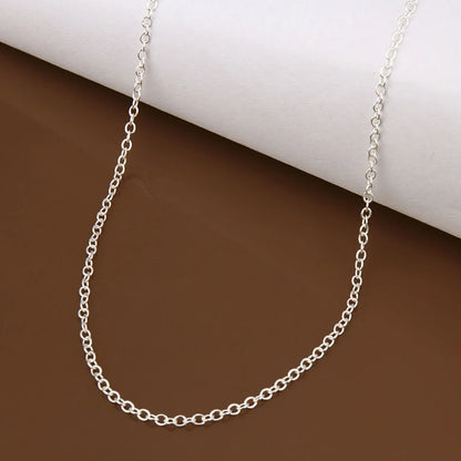 5pcs/lot 925 Sterling Silver Chain necklace,Fashion Men/Women DIY Jewelry Rolo Chain 1mm Necklace 16 18 20 22 24"