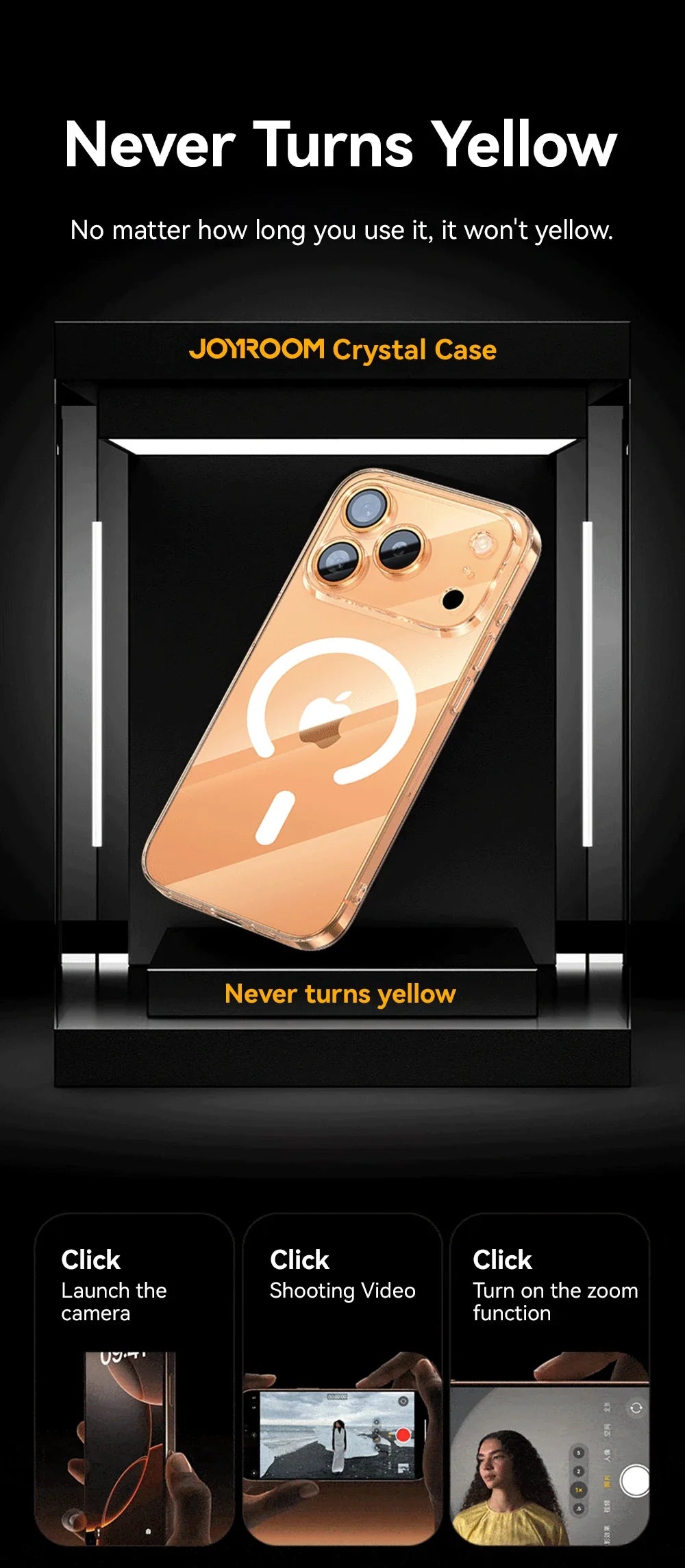 Joyroom for iPhone 17 pro Max Clear Case Compatible with Magsafe Anti-Yellow Magnetic Phone Hard Transparent Case for iPhone 17