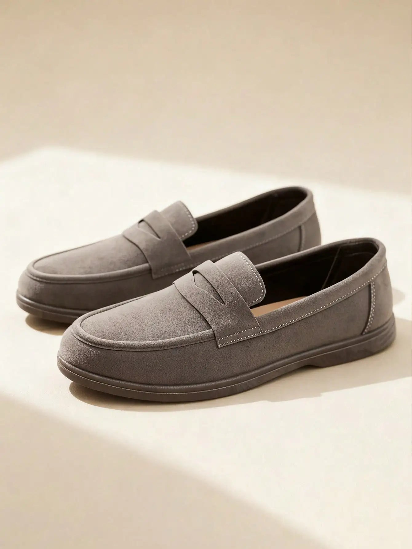 Business Commute Slip On Men's Loafers Preppy Breathable Suede Casual Shoes Outdoor Flats Non Slip Daily Walking Driving Shoes