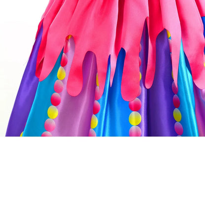 Sweet Lollipop Candy Girl Dress Rainbow Tutu Children's Birthday Carnival Party Costume Kids' Fancy Wedding Clothes