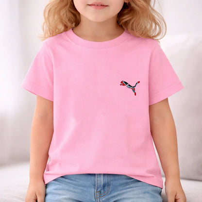 Summer white children's short sleeve 3-12 Years Kids cougar print T-shirt clothes boy girls pink shirt tees ventilate cool tops