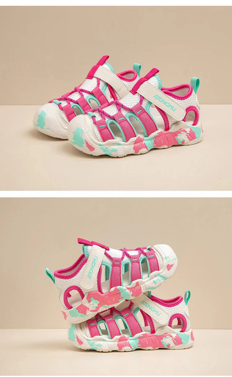 Children Casual Sandals for Boys Girls Sports Sandals New Summer Soft Beach Shoes Toes Capped Outdoor Play Cut-outs Breathable