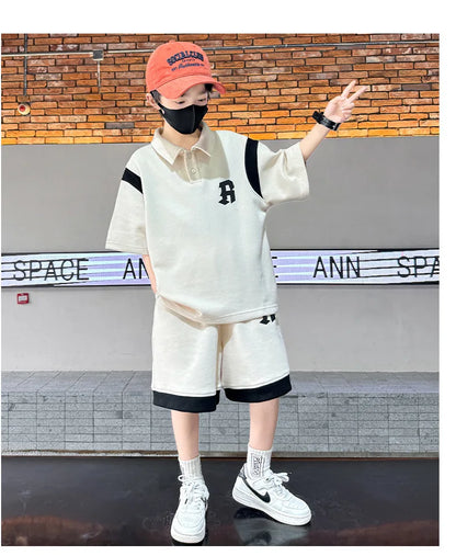 Teenagers Summer Boys Clothing Sets New Letter Fashion T-Shirt + Shorts 2Pcs Boys Suits Birthday Gift 5-14 Years Kids Clothes