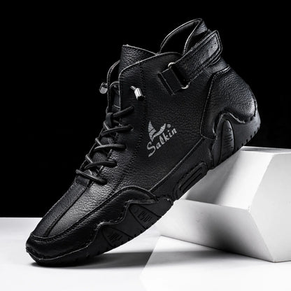 New Handmade Men Boots Design Sneakers Man Outdoor Casual Leather Men Sneakers Ankle Boots Trekking Fall Breathable Hot Sale