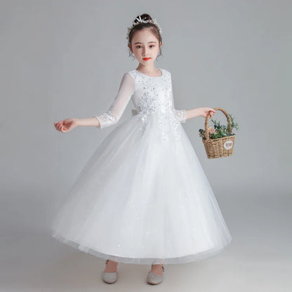 Princess Dress Girls' Pengpeng Yarn Spring/Summer New Long Sleeve Fashionable Children's Performance
