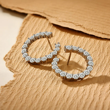 Moissanite Hool Earrings 925 Sterling Silver Passed the Diamond Test Wedding Earrings for Women Gift Fine Jewelry Band