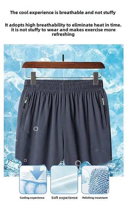2025 New Trendy Ice Silk Quick-Dry Casual Outdoor Sports Shorts for Men - Large Size 5-Inch Shorts, Breathable & Comfortable