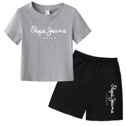 Kids Summer T-shirt Boys Girls Toddler Clothes Charming Letter Print 3-12Y Short Sleevd + Shorts Sports Brand Fashion Casual Set
