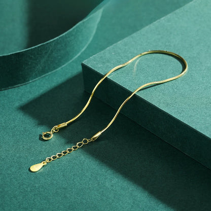 Solid 925 Sterling Silver Simple Charm Snake Chain Bracelet Trendy Gold Color Bracelets For Women Party Fine Jewelry Gift